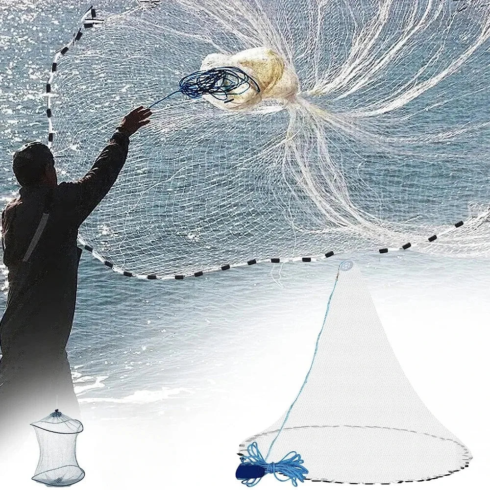 Saltwater Cast Net With Small Mesh Aluminum Sinker