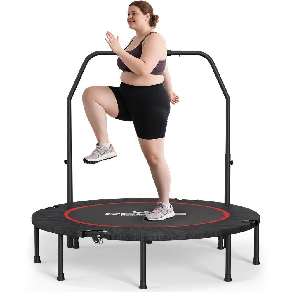 48 Inch Mini Foldable Trampoline With Adjustable 5 Tier Handle Oxford Cushion
