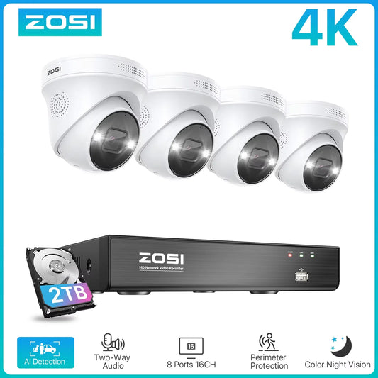 ZOSI 4K 8MP POE Video Surveillance Kit 8Channel NVR System
