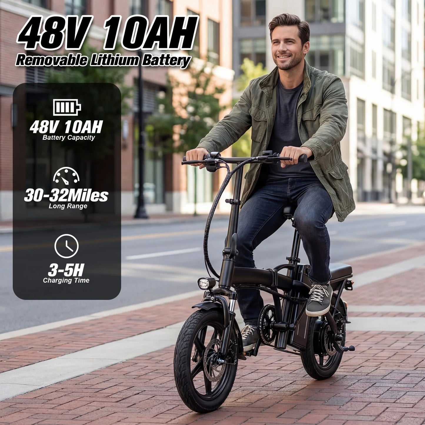 Terrosor Foldable Electric Bike for Adults 500W 48V Battery