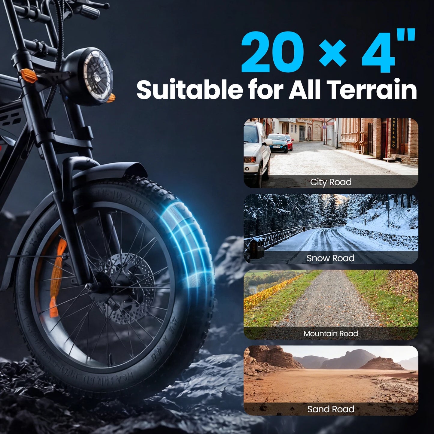 EOEOTWO 1000W Fat Tire Electric Bike For Adults 48V Battery