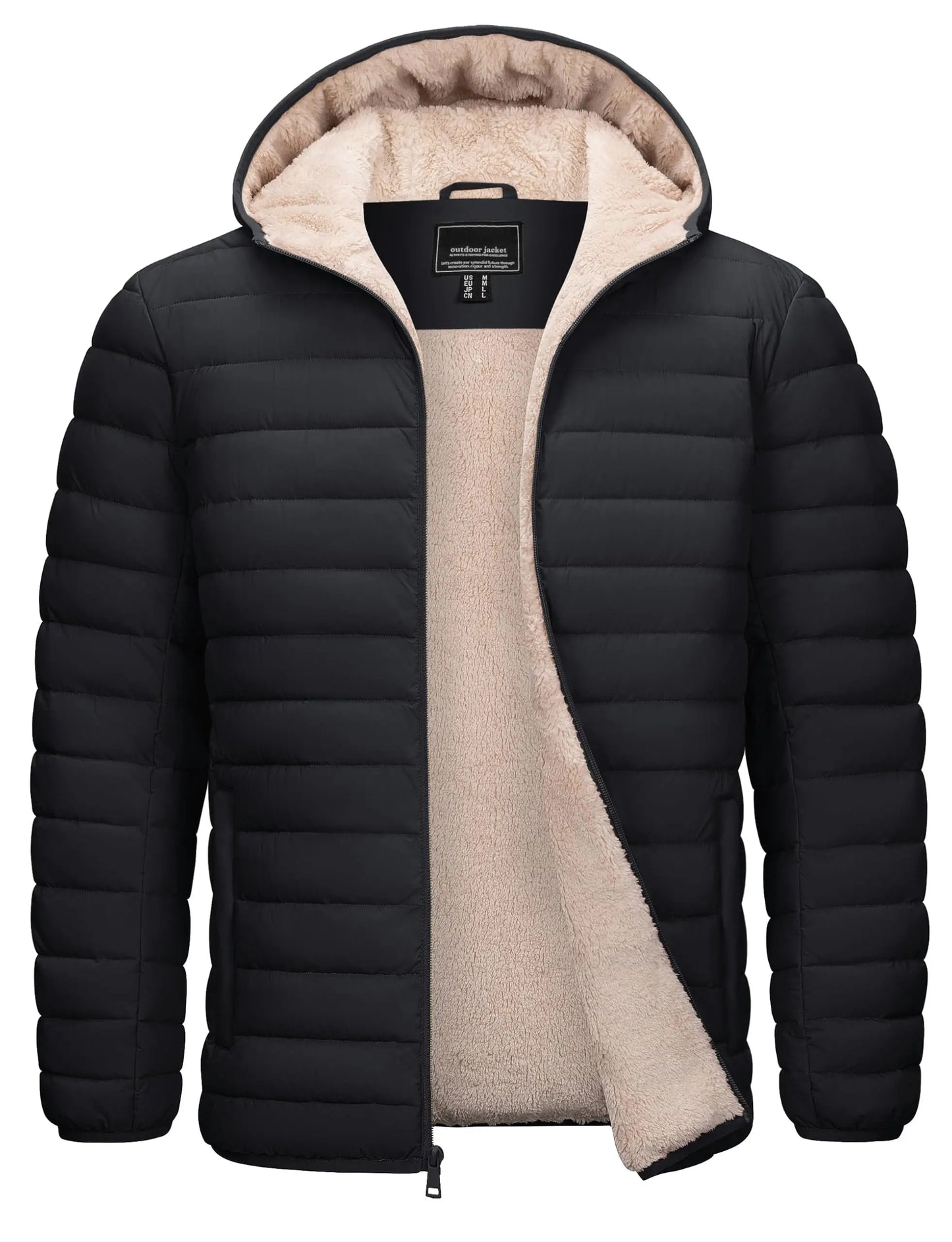Cavva Mens Hooded Puffer Jacket Sherpa Lined Winter Coat