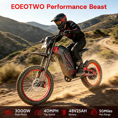 Eoeotwo 3000W Electric Dirt Bike 40Mph Offroad Mountain E-Bike
