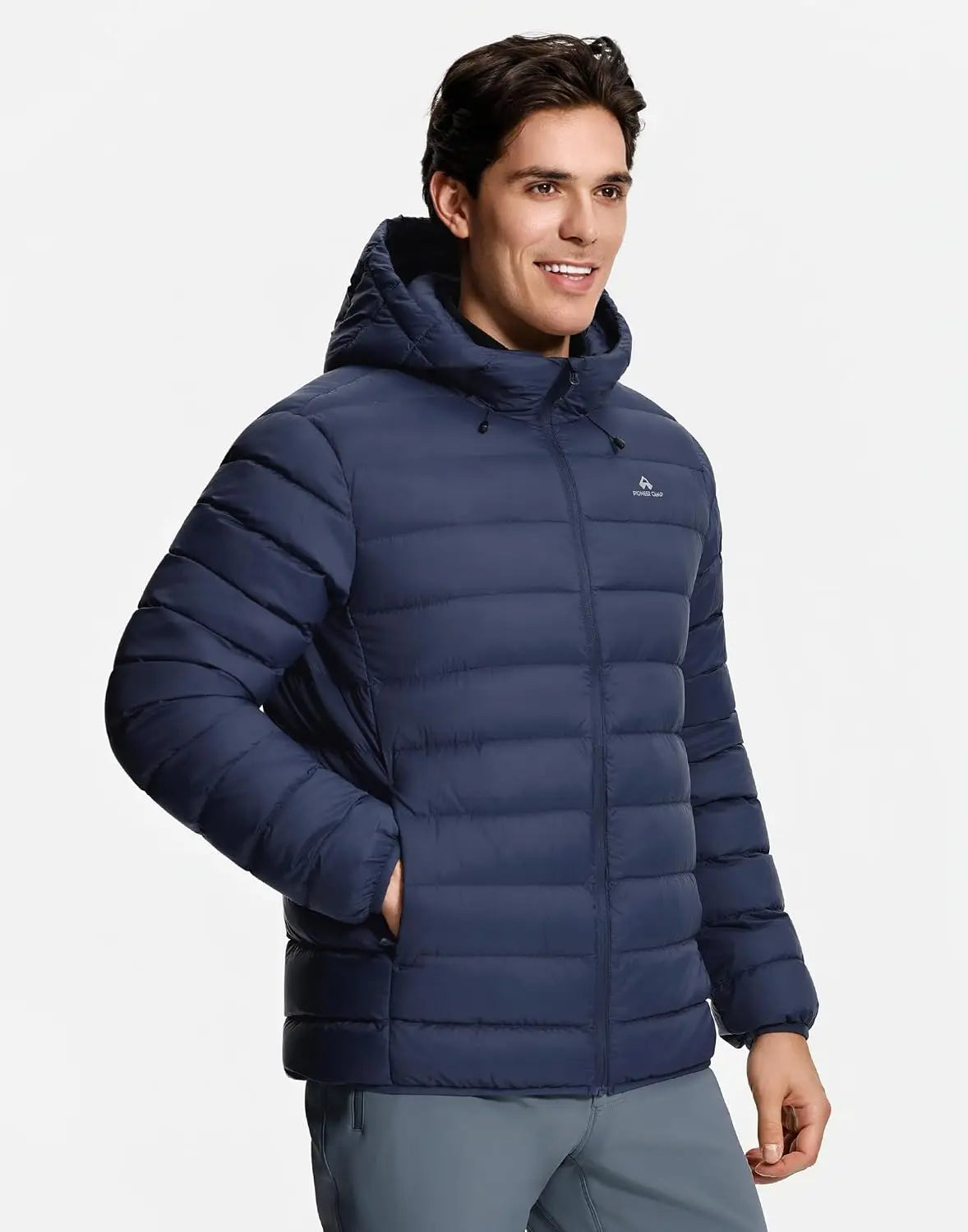 Pioneer Camp Men's Lightweight Packable Hooded Down Puffer Jacket