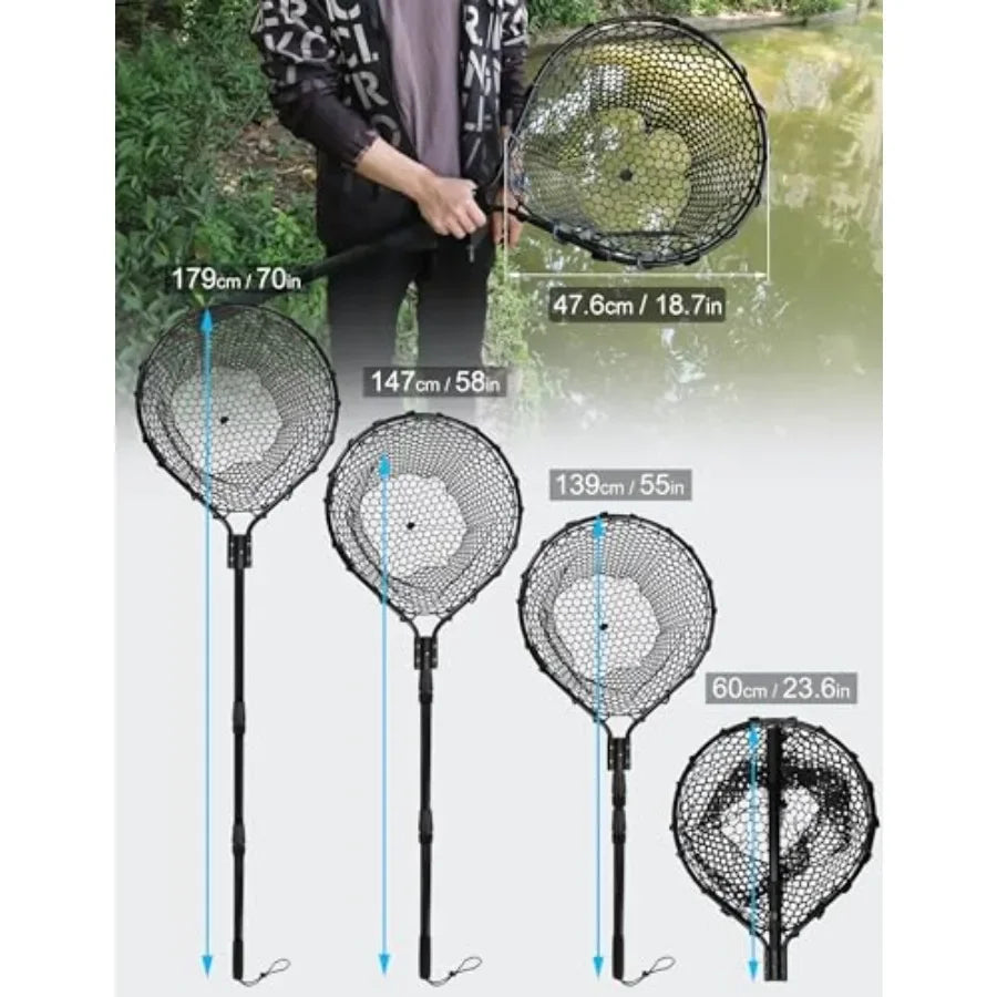 Kayak Fishing Net With 70 Telescoping Handle And Rubber Coated Frame