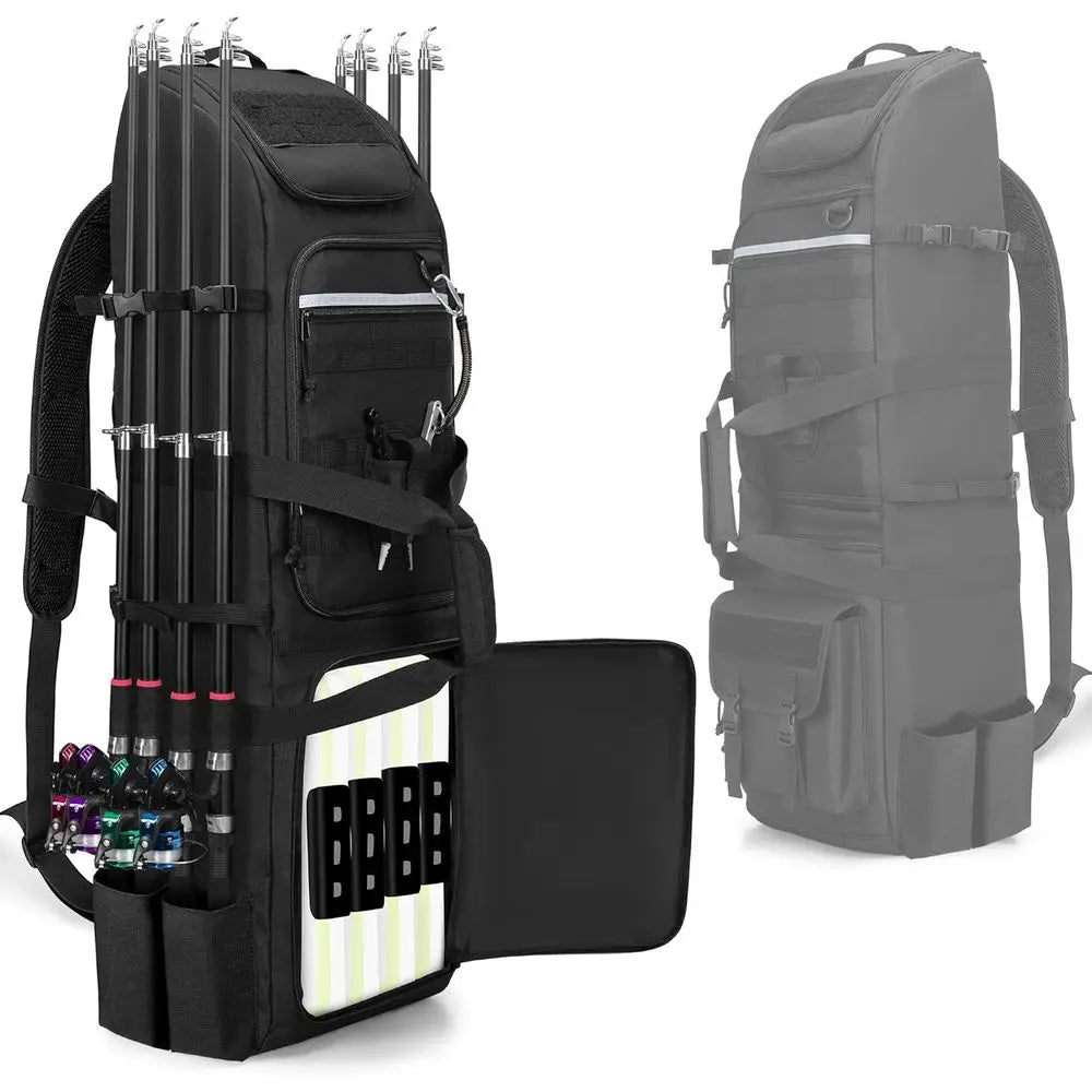 Fishing Rod Backpack With 8 Rod Capacity And Molle System