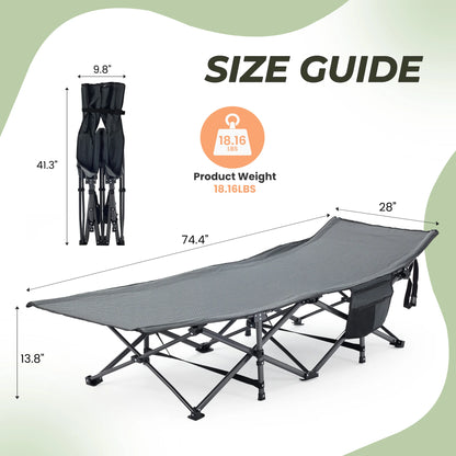 JHK Folding Camping Bed Lounge Chair With Sturdy Carbon Steel Frame
