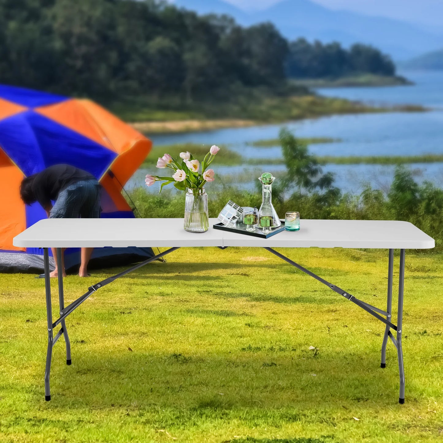 JHK Heavy Duty Folding Camping Table With Carry Handle
