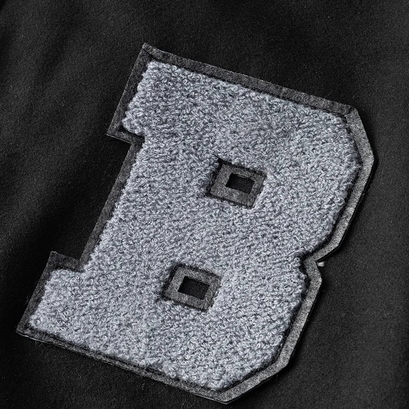 Men's Stylish Varsity Jacket, Button-Up Baseball Jacket With Fancy Embroidered Design & Pockets, Comfortable Fit Outerwear