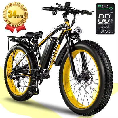 EOEOTWO 1500W Electric Bike 48V 15Ah Battery 26" 4.0 Fat Tire Ebike 34MPH High Speed Mountain Bicycle Off-Road Snow Bike for Adults