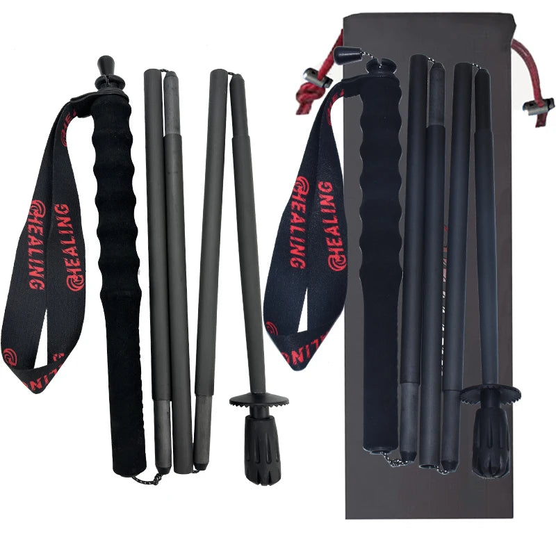 OKHEALING Carbon Fiber Trekking Poles Foldable Hiking Sticks