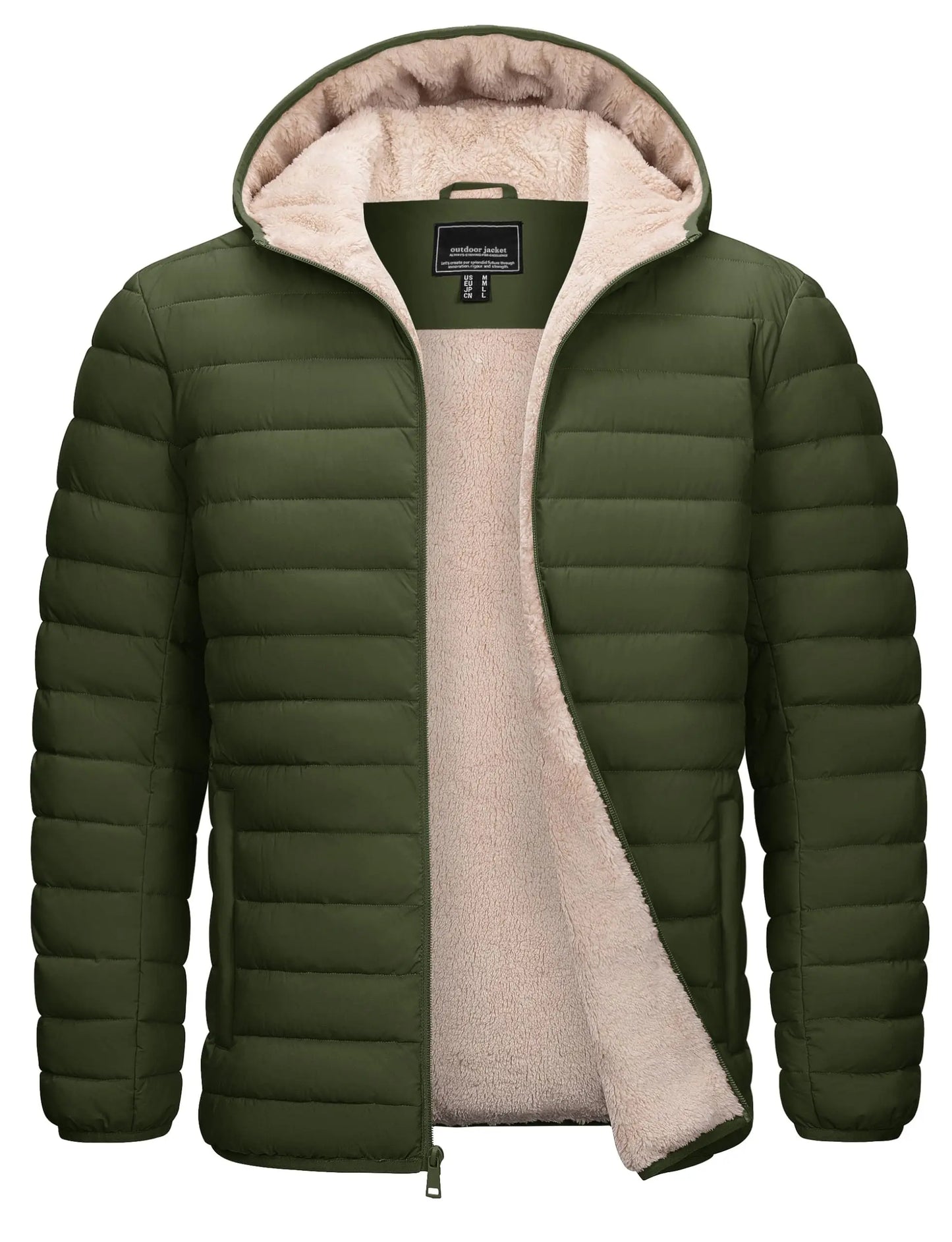 Cavva Mens Hooded Puffer Jacket Sherpa Lined Winter Coat