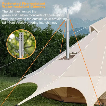 Wood Burning Portable Stove With Six Stainless Chimney Pipes For Outdoors