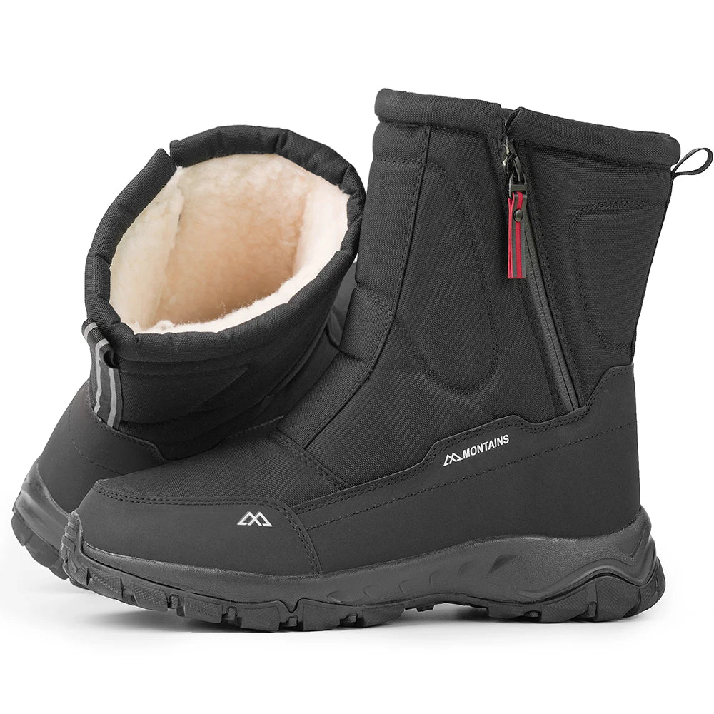 Manlegu Men Waterproof Winter Snow Boots For Hiking Trekking