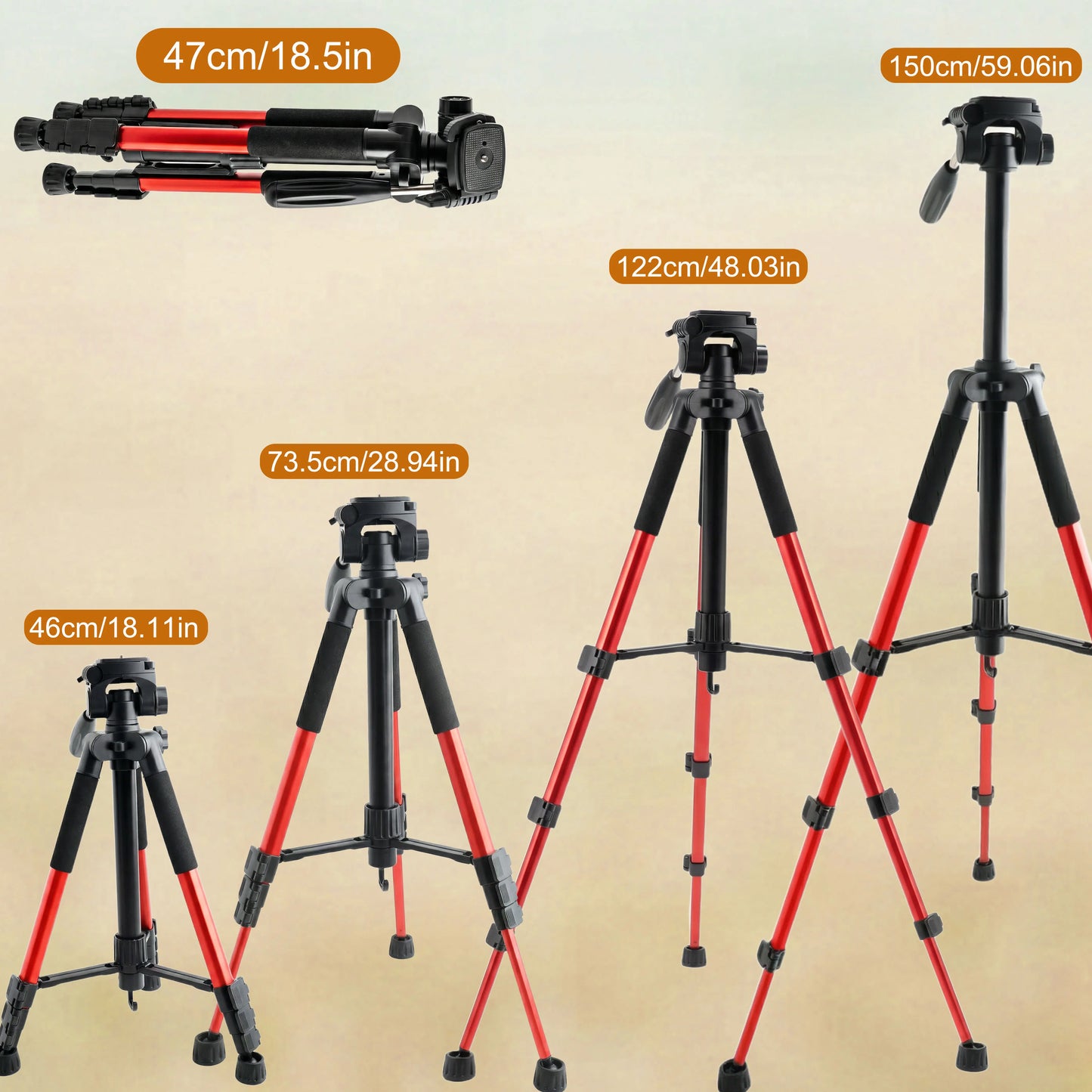 Heavy Duty 150cm Portable Camera Tripod, Universal for Phone & DSLR, Adjustable Stand with Phone Holder and Storage Bag for Outd