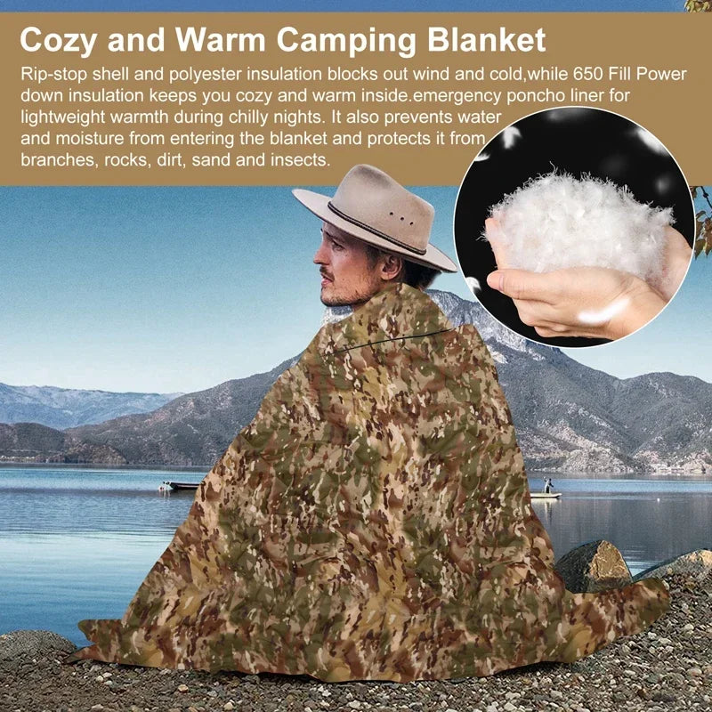 Tactical Army Poncho Liner Camouflage Water Repellent Woobie