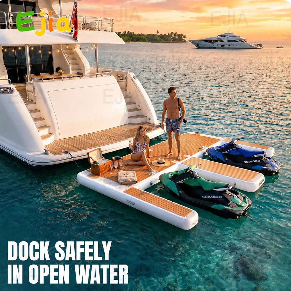 Inflatable Jet Ski Dock EShaped With Non Slip EVA Deck