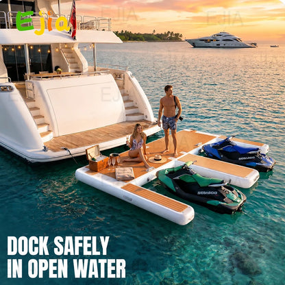 Inflatable Jet Ski Dock EShaped With Non Slip EVA Deck