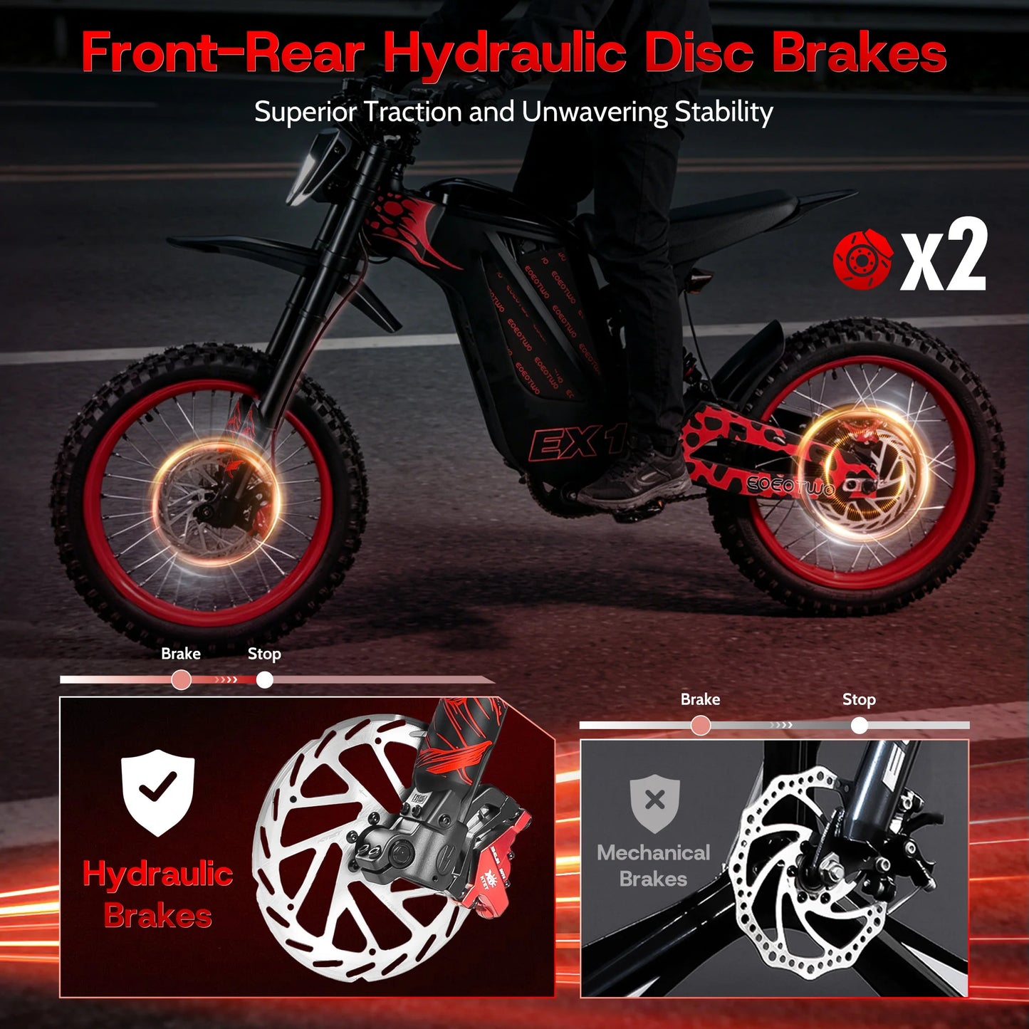 Eoeotwo 3000W Electric Dirt Bike 40Mph Offroad Mountain E-Bike