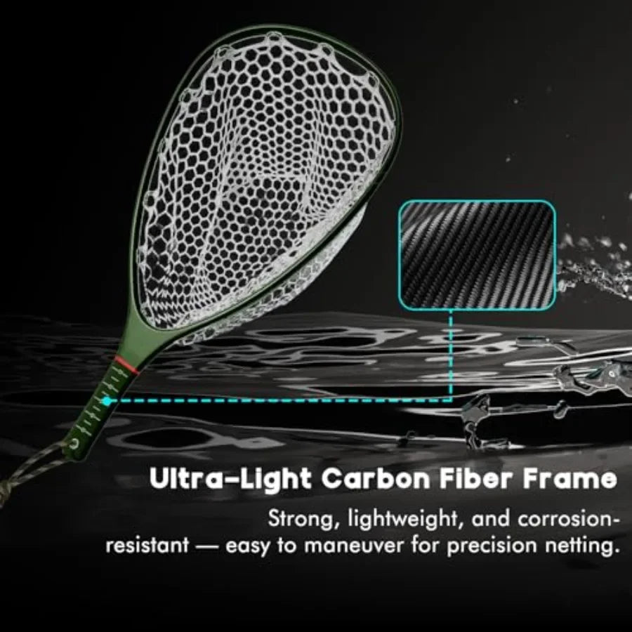 Fly Fishing Landing Net for Trout with Carbon Fiber Frame