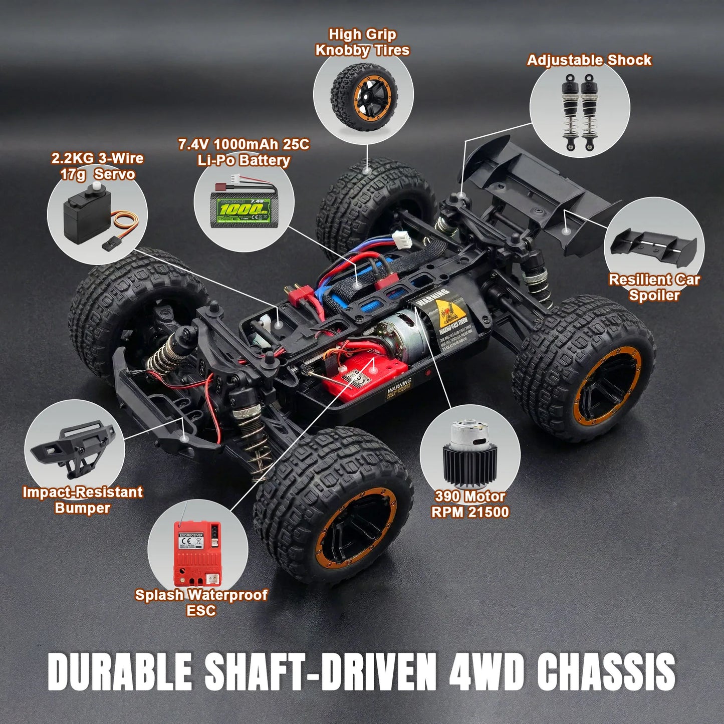 HAIBOXING 16890S 1:16 RC Truck, 4WD Off Road RC Car,Max Speed 25MPH,Waterproof Electronic Components, Suitable for all terrains