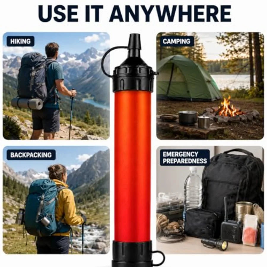 Hollow Fiber Water Filter Straw for Camping Hiking and Travel