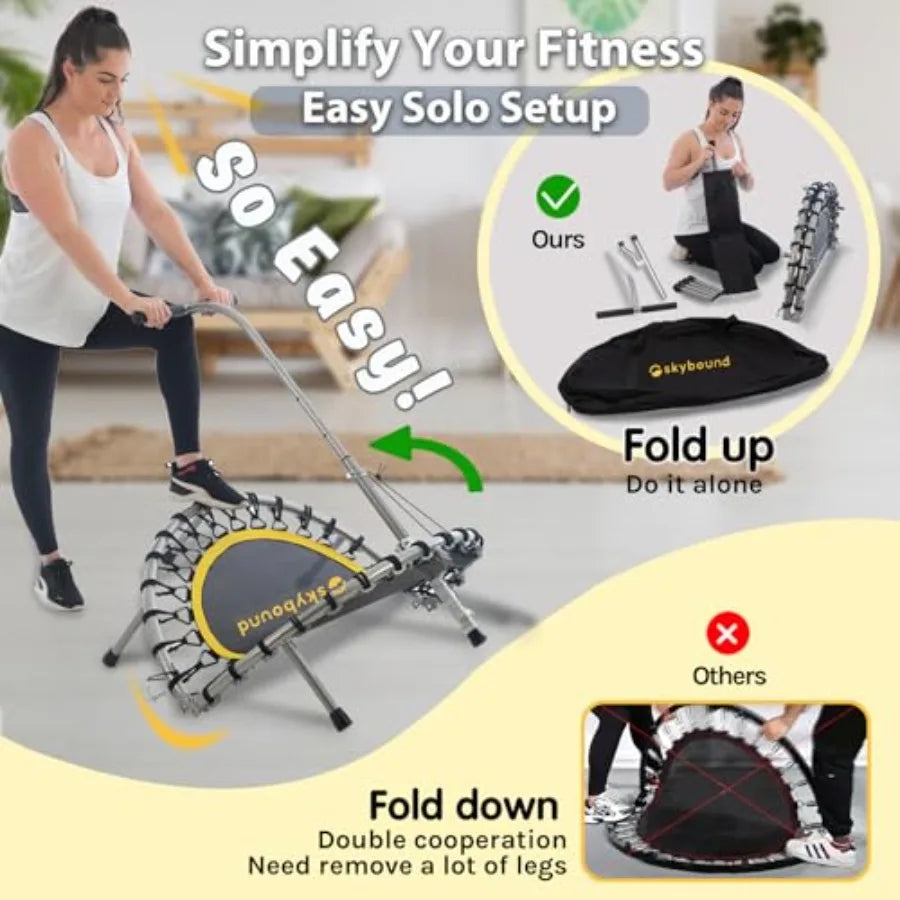 Indoor Fitness Trampoline For Adults And Kids Foldable Steel Frame