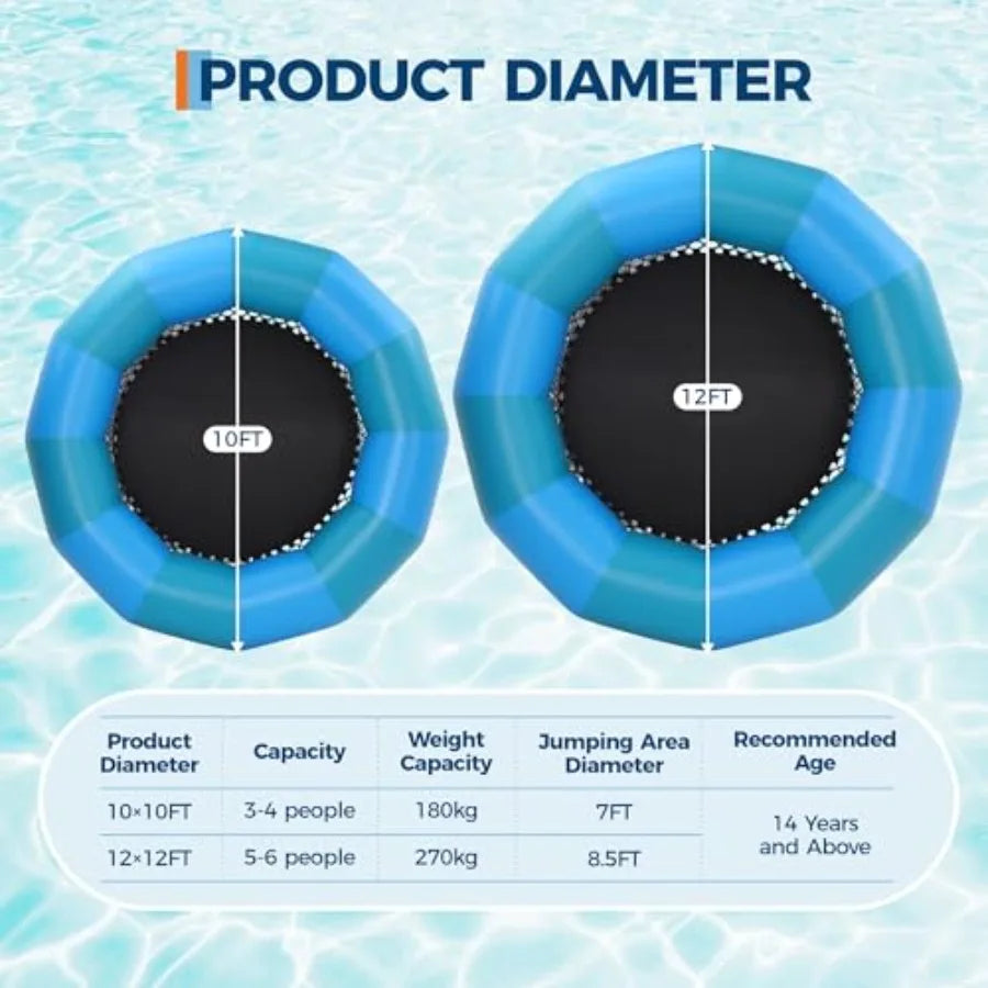 Inflatable PVC Water Trampoline With Electric Pump And Rope Ladder