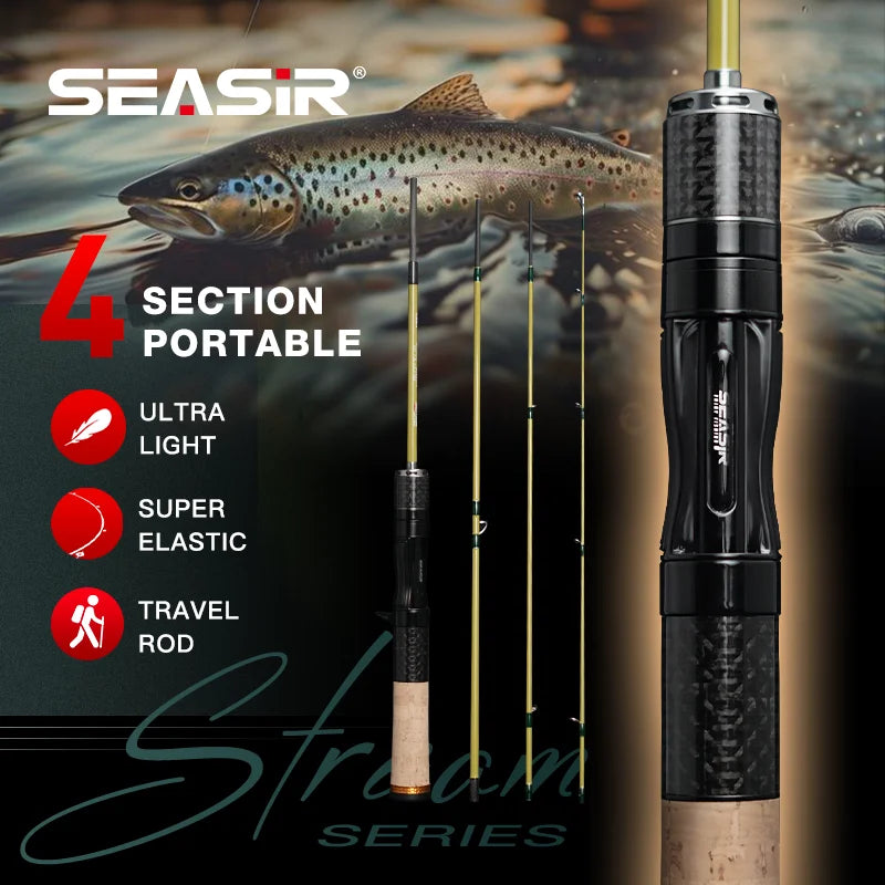 SeaSir Silent Stream Spinning Baitcasting Fishing Rod Carbon Fiber UL Power