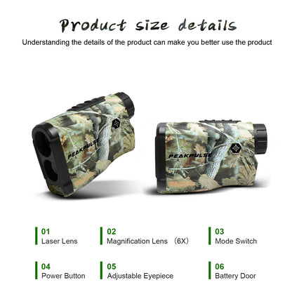 PEAKPULSE Golf Rangefinder 1300 Yards Laser Distance Meter 6X Magnification
