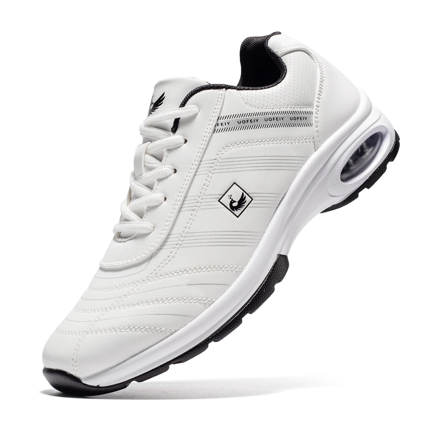 Mens Leather Golf Shoes Breathable Air Cushion Spikeless Athletic Sneakers