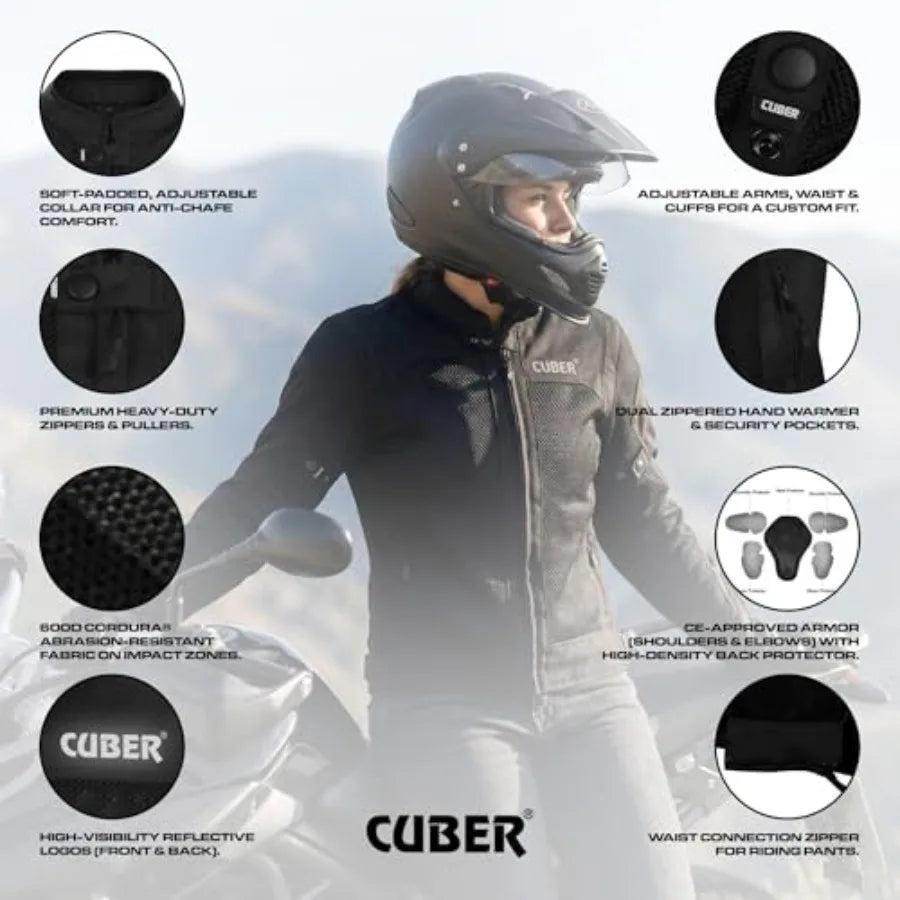 CUBER MOTORCYCLE BREATHABLE MESH JACKET MENS WITH CE ARMOR BIKERS RACING GEAR SUMMER MOTORBIKE PROTECTIVE JACKET