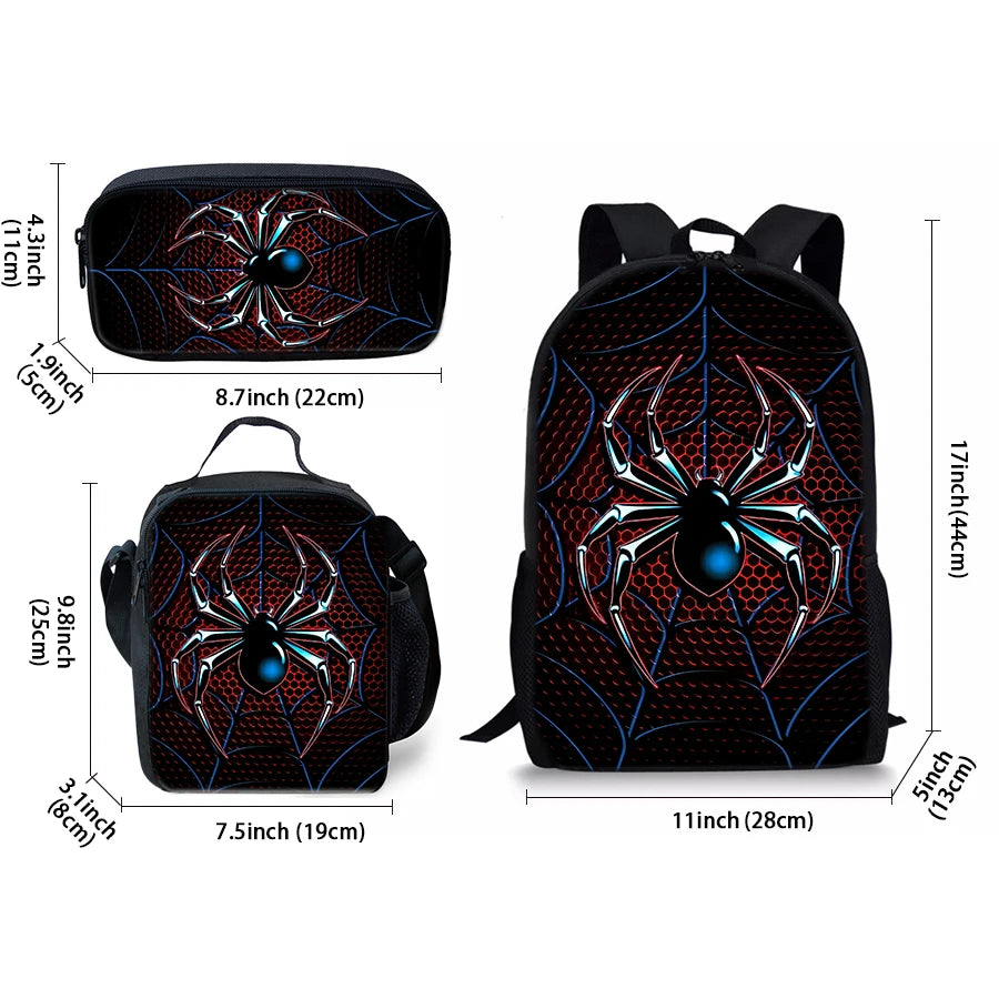 3D Spider Cartoon Pattern School Backpack For Children