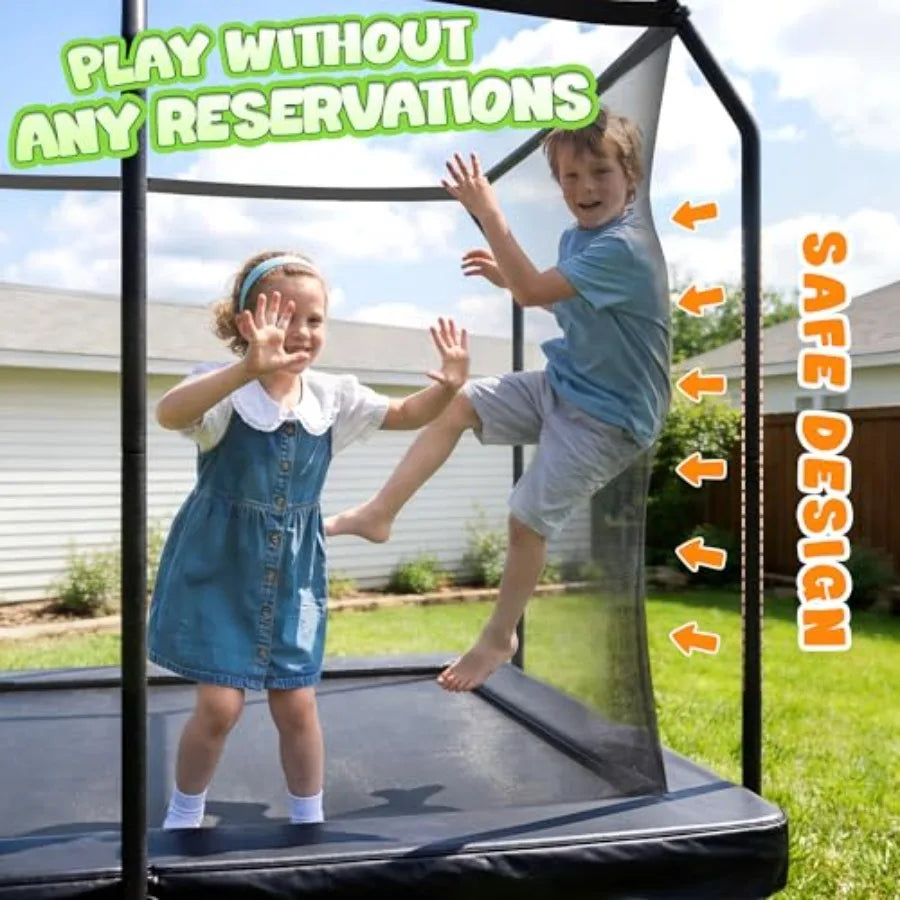 Outdoor Rectangle Trampoline With Galvanized Steel Frame And Safety Net