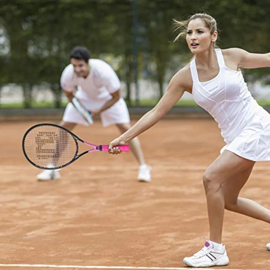 Women Tennis Racket Shockproof Carbon Fiber Lightweight Pre Strung