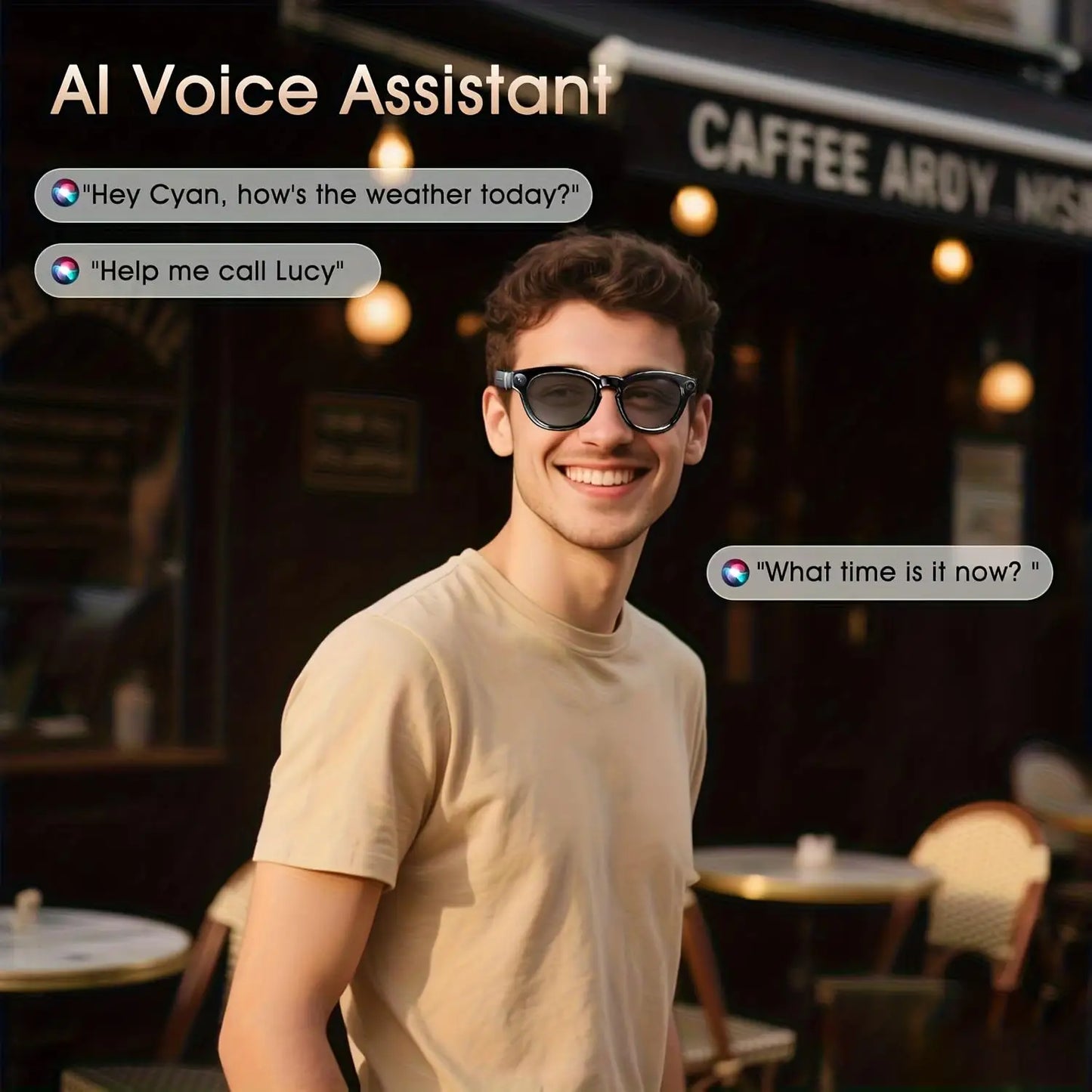 Smart Glasses With Real Time Translation AI Assistant And 8MP Camera 1080P Video