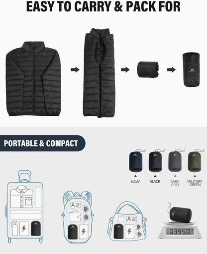 Pioneer Camp Mens Lightweight Packable Water Repellent Puffer Jacket