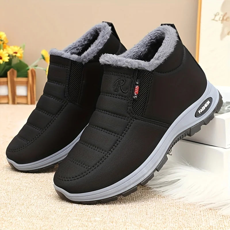 Waterproof Fleece Lined Winter Snow Boots With Side Zipper
