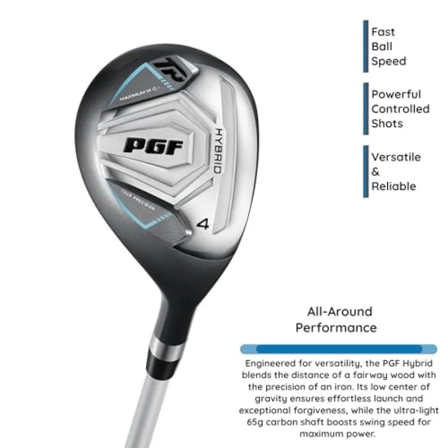 PGF Gold Tour Precision Complete Golf Club Package Set for Men Women: graphite shafts, gold finish, lightweight design for enha