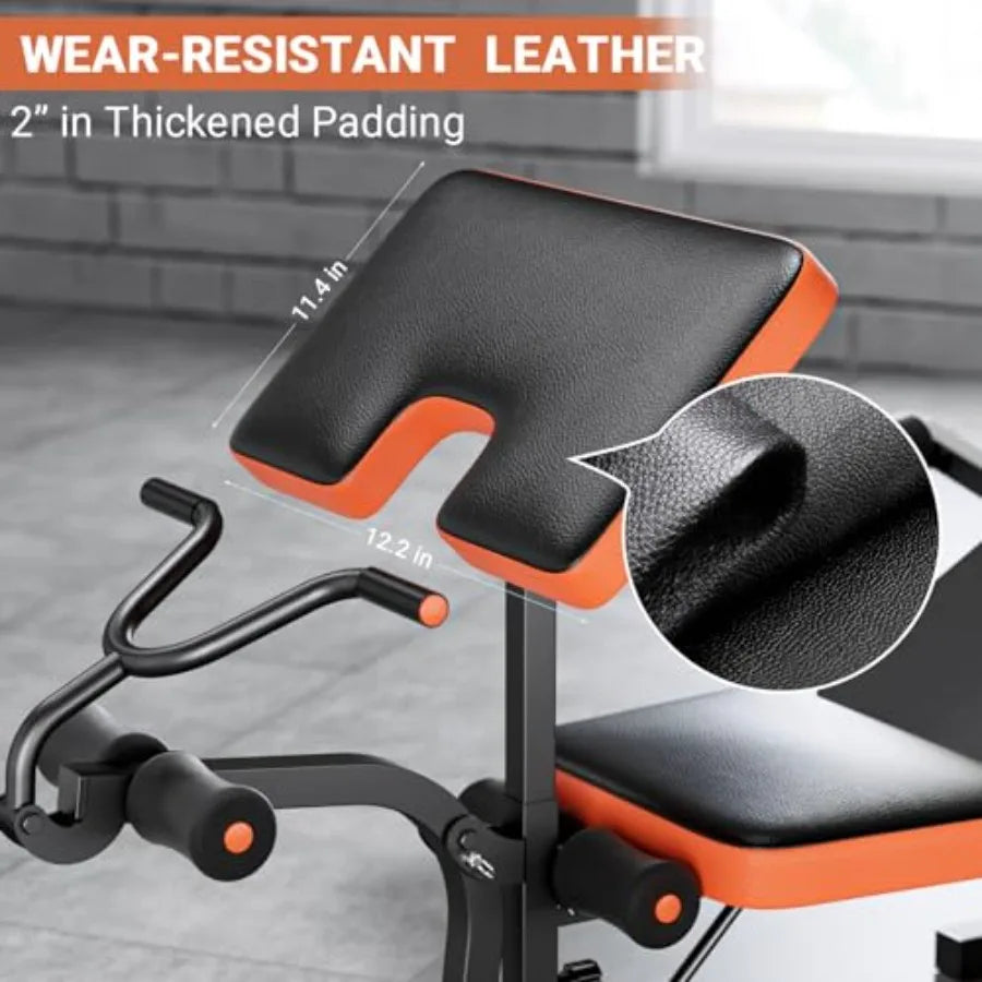 Adjustable Weight Bench With Squat Rack For Home Gym Preacher Curl Pad