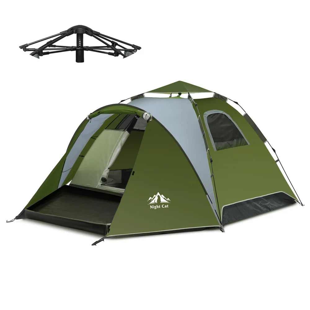 Night Cat Pop Up Tent For 2-3 Persons With Rainfly