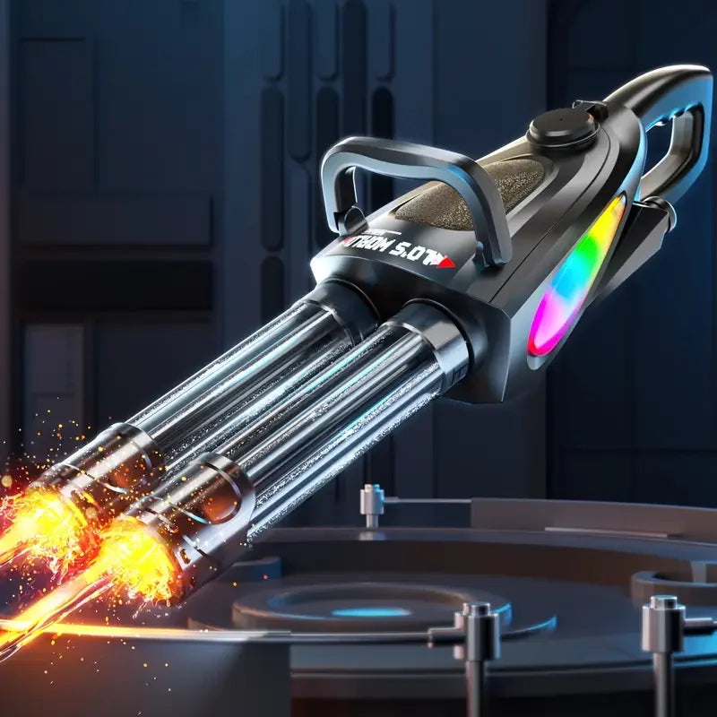 Gatling Rotating Barrel Electric Water Gun With Led Mouth Light Dual Dispensing