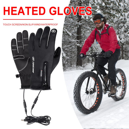 USB Touch Screen Gloves Heated Motorcycle Gloves Winter Ski Gloves for Cycling Running Driving Hiking Walking (NO Battery）