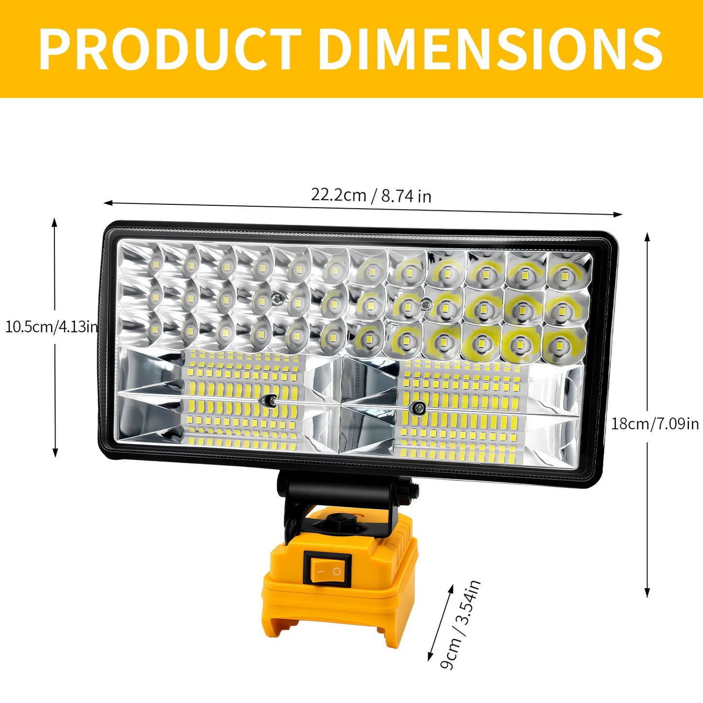 Outdoor LED Spotlight With Dual USB Ports For Dewalt 20V