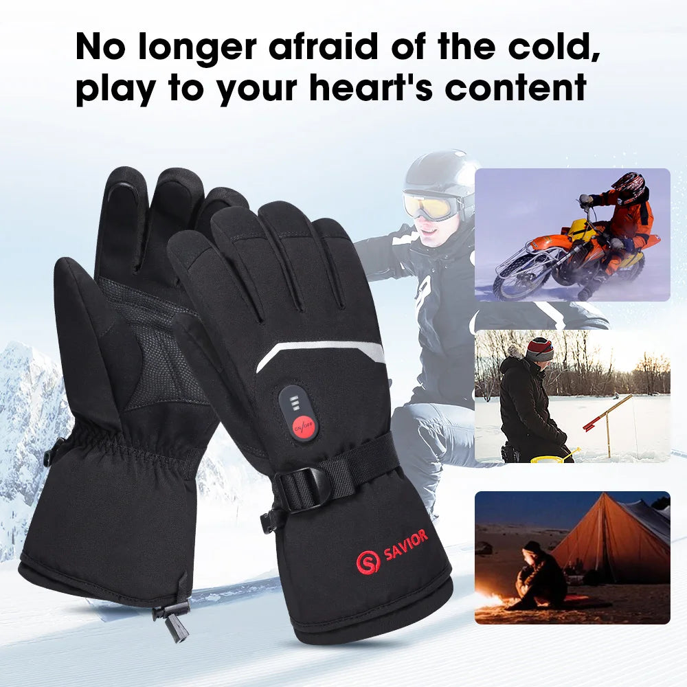 Savior Heated Rechargeable Electric Waterproof Winter Gloves