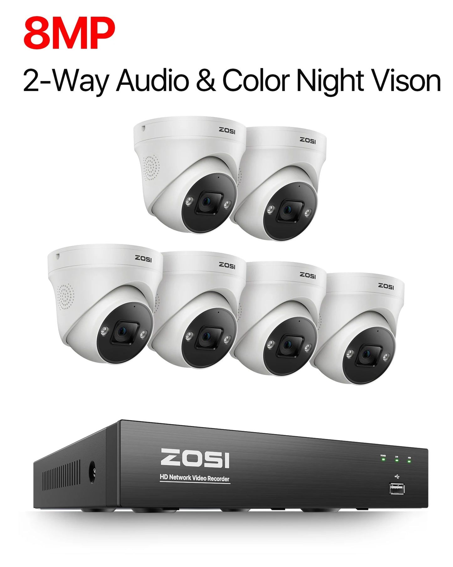ZOSI 4K 8MP POE Video Surveillance Kit 8Channel NVR System