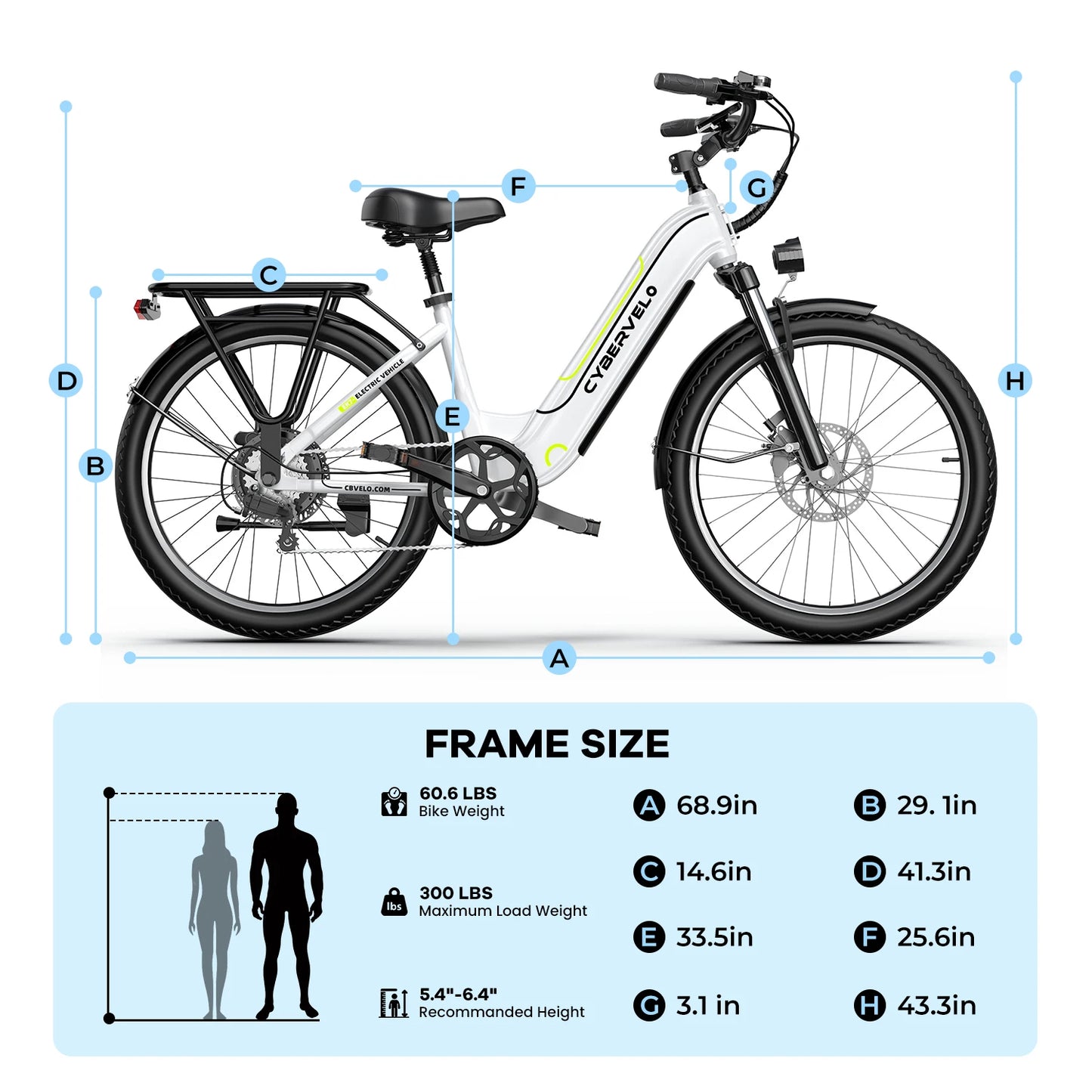 Cybvelo EK7 1000W Step Through Electric Bike With 48V Battery