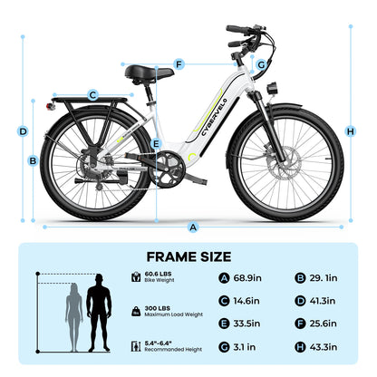 Cybvelo EK7 1000W Step Through Electric Bike With 48V Battery