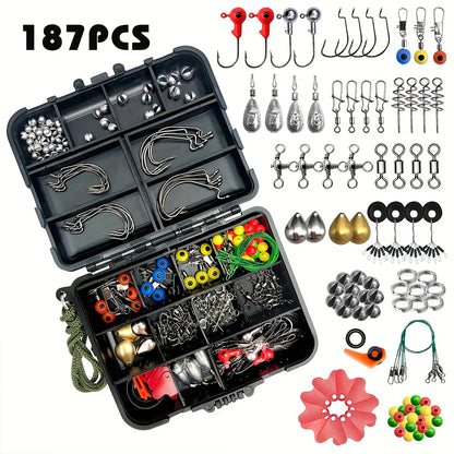Complete Fishing Tackle Kit with Hooks Bait and Sinkers