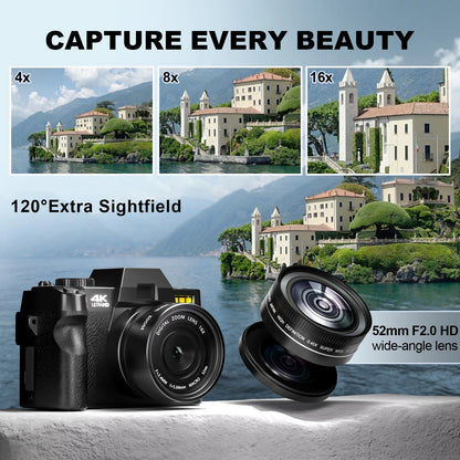 NBD 48MP Digital Cameras for Photography with WiFi & App Control,4K Autofocus Vlogging Camera , Anti-Shake,  Dual Batteries